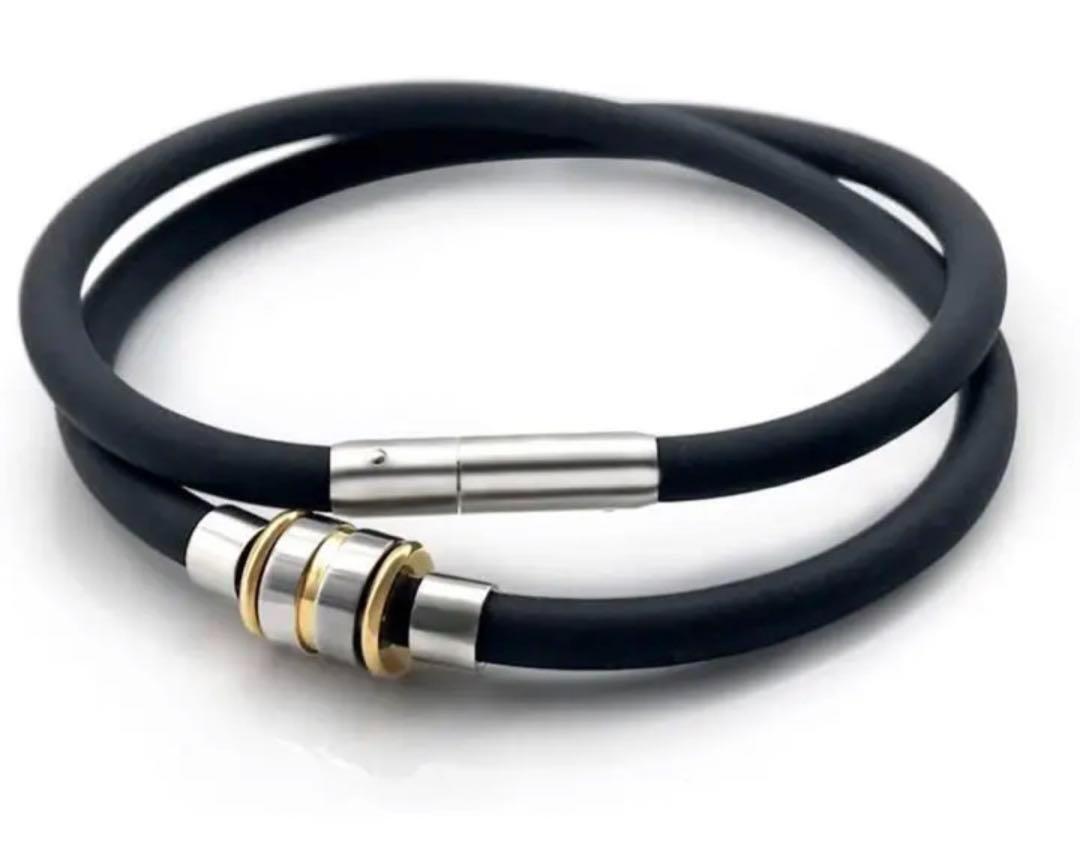 大人気 2024 最新 シリコン ネックレス アクセサリー ゲルマニウム 磁気 ステンレス メンズ レディス スポーツ 着脱簡単 超軽量 日本 安心拍卖