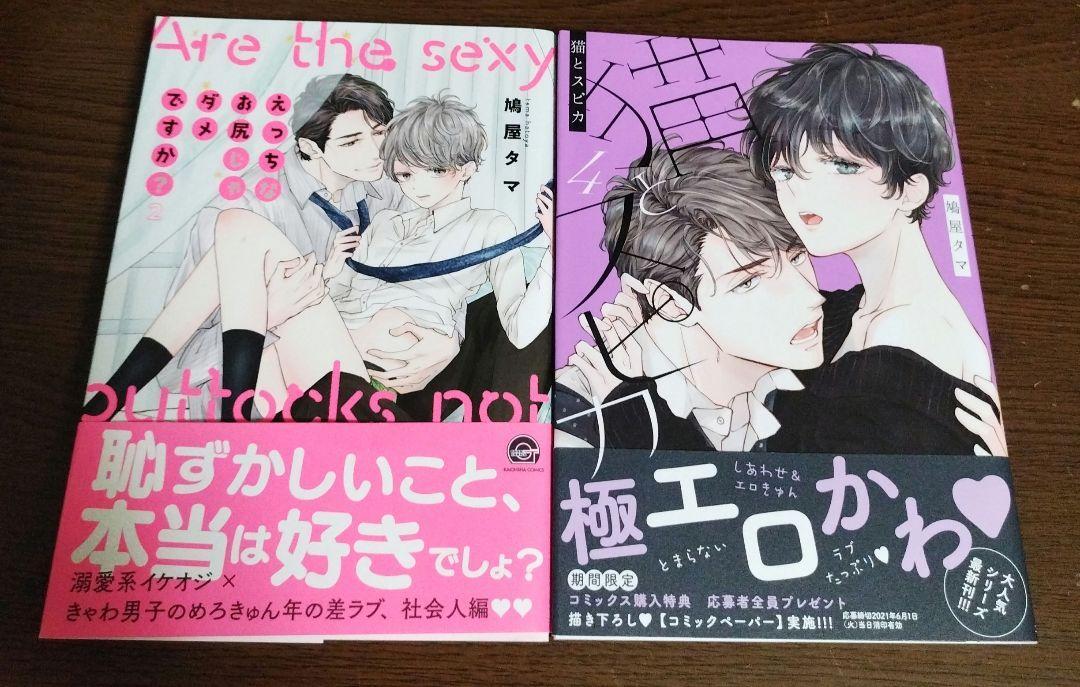 2冊セット☆おまけ6種付☆猫とスピカ 4巻/えっちなお尻じゃダメですか? 2巻☆鳩屋タマ拍卖
