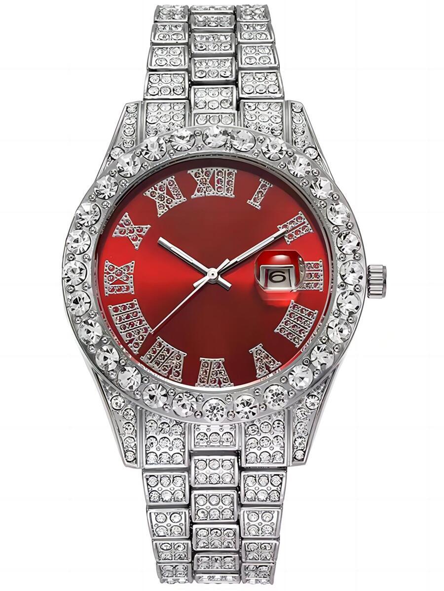 腕時計 メンズ クォーツ 男性用 ラインストーンデコレーション 丸型 クォーツ腕時計、学生の学校復帰のためのギフトに最適拍卖