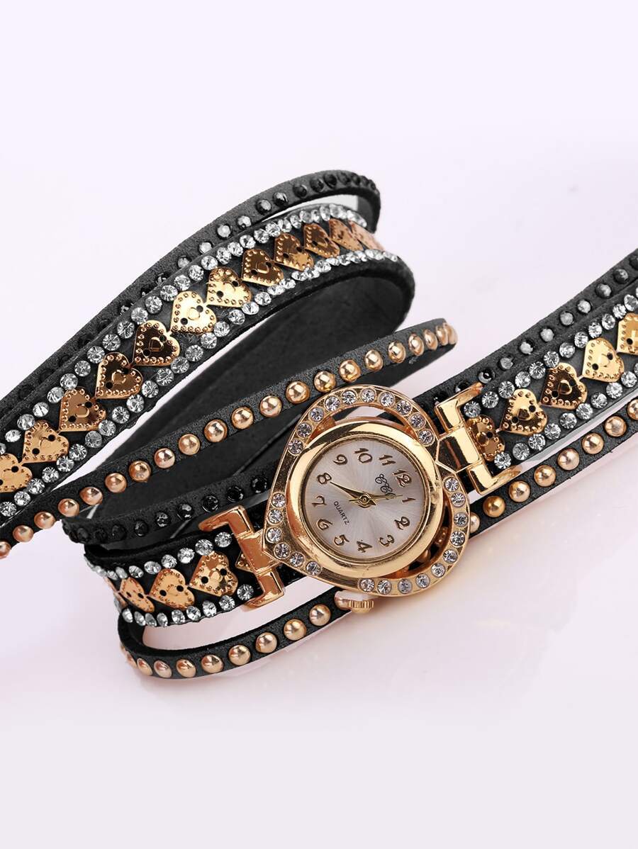 腕時計 レディース クォーツ リングストーン装飾 クォーツ 掛け時計 生徒への季節の贈り物拍卖