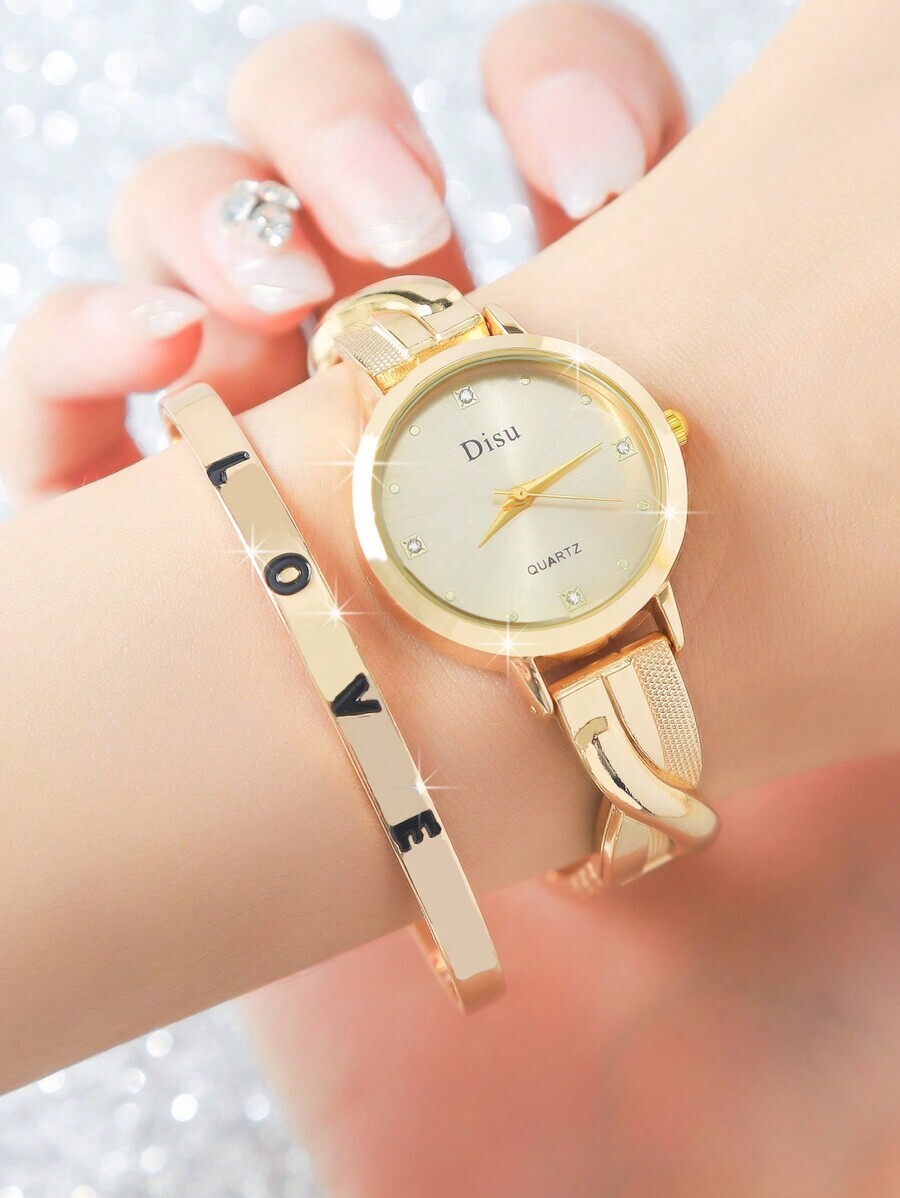 腕時計 レディース セット レディース クラシック ステンレススチール ビジネス クォーツ ウォッチ ゴールドバンド ダイヤモンド拍卖