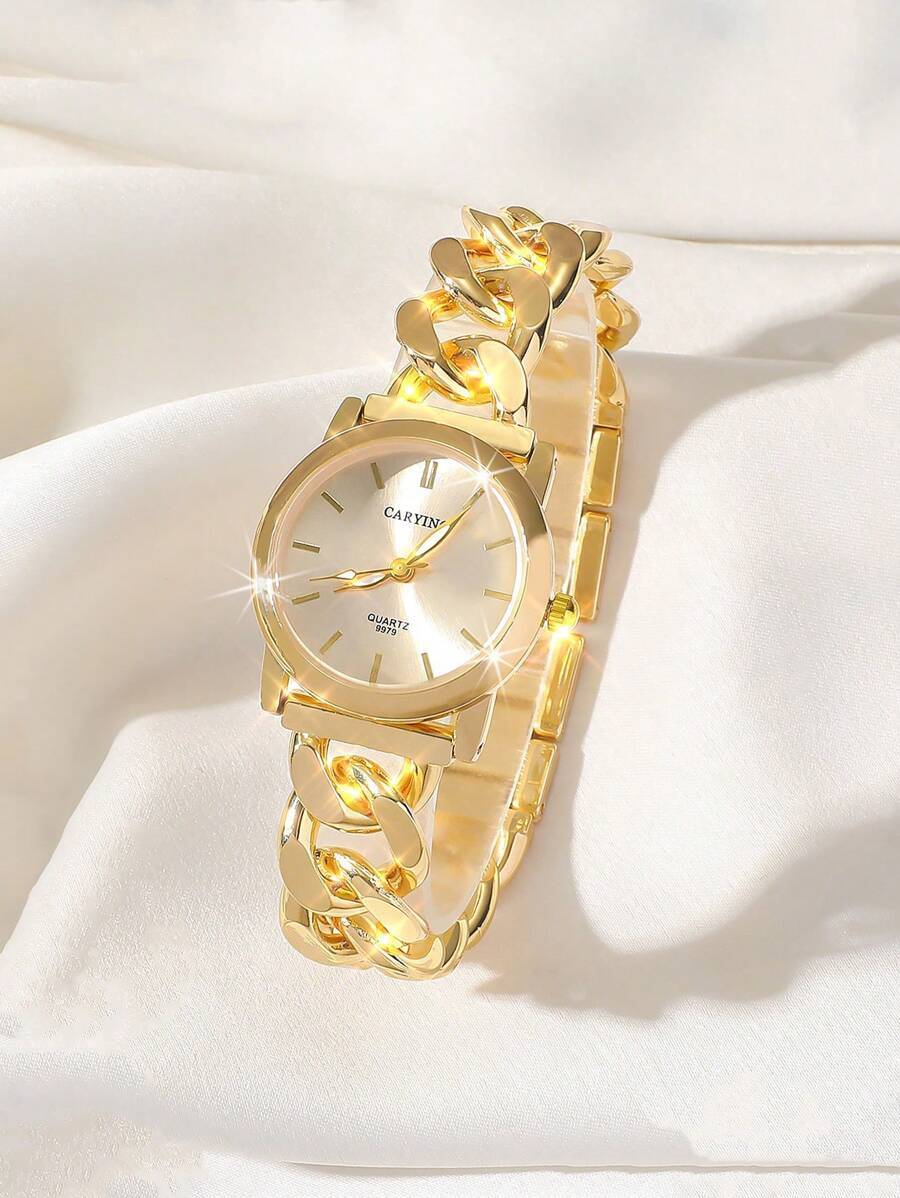 腕時計 レディース クォーツ ステンレス レディース 四角腕時計 ゴールド ラグジュアリー ラインストーン入り、洗練された多機能デ拍卖