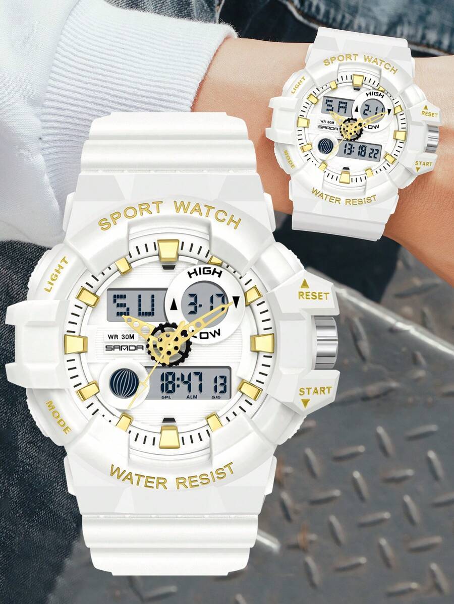 腕時計 メンズ クォーツ 腕時計 メンズ デュアルディスプレイ 防水 スポーツ 軍用 アラーム ストップウォッチ クォーツ 78拍卖