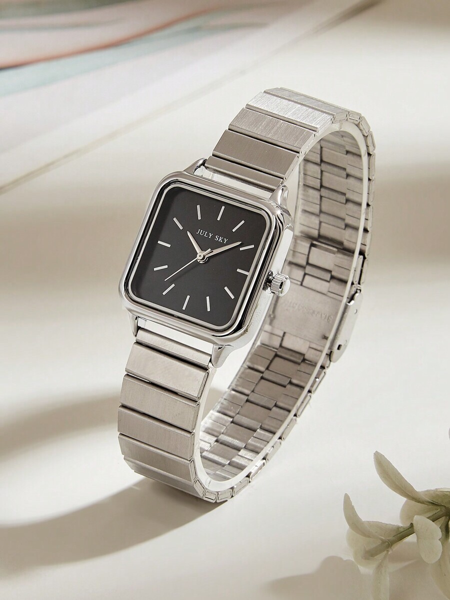 腕時計 レディース クォーツ 1個 女性用 エレガントな ミニマリスト ブラック ステンレスバンド クォーツ 腕時計、ホリデーギフ拍卖