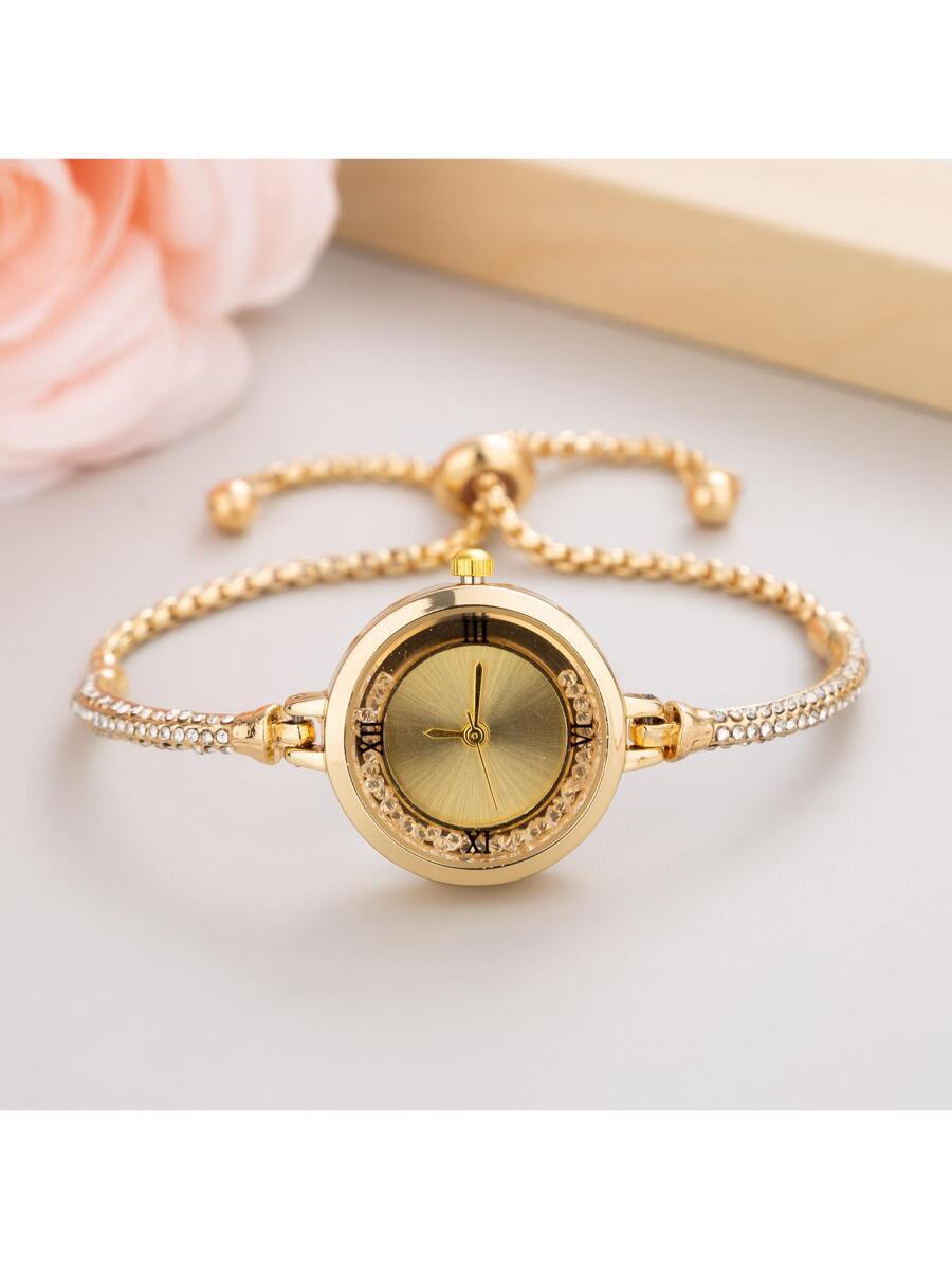 腕時計 レディース クォーツ 2023年 レディース カジュアル ビーズ クォーツ 腕時計 バングルブレスレット、学生の新学期の贈拍卖