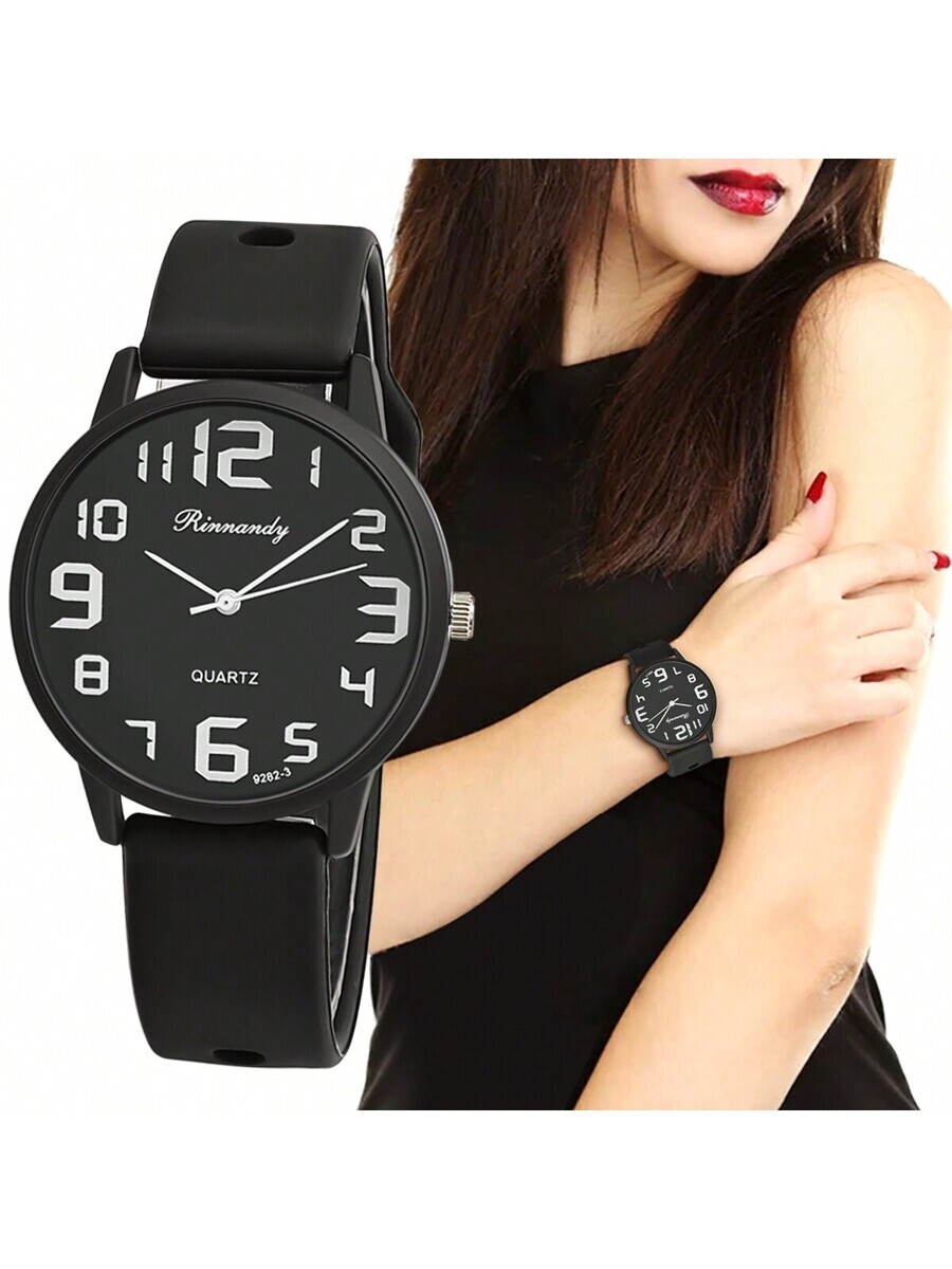 腕時計 レディース クォーツ 1個 レディース クォーツ腕時計、シリコンストラップ、デジタル表示、エレガントでミニマルなデザイン、拍卖