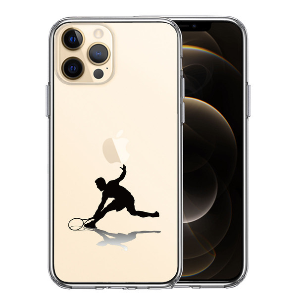 iPhone12Pro ケース クリア テニス レシーブ スマホケース 側面ソフト 背面ハード ハイブリッド拍卖