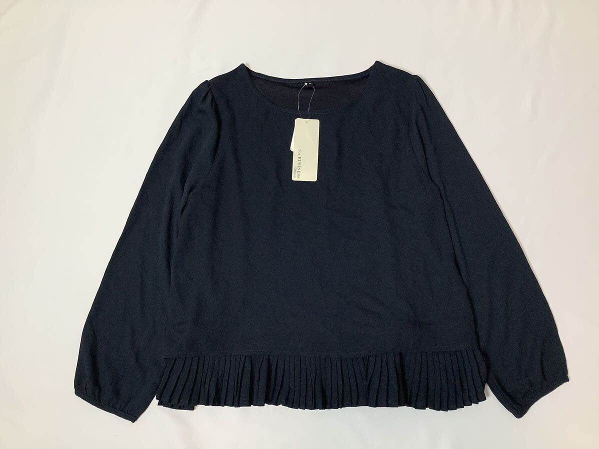 (未使用 レディース) for BUSINESS // 長袖 シフォン レイヤード プルオーバー ブラウス (濃紺系) サイズ M拍卖