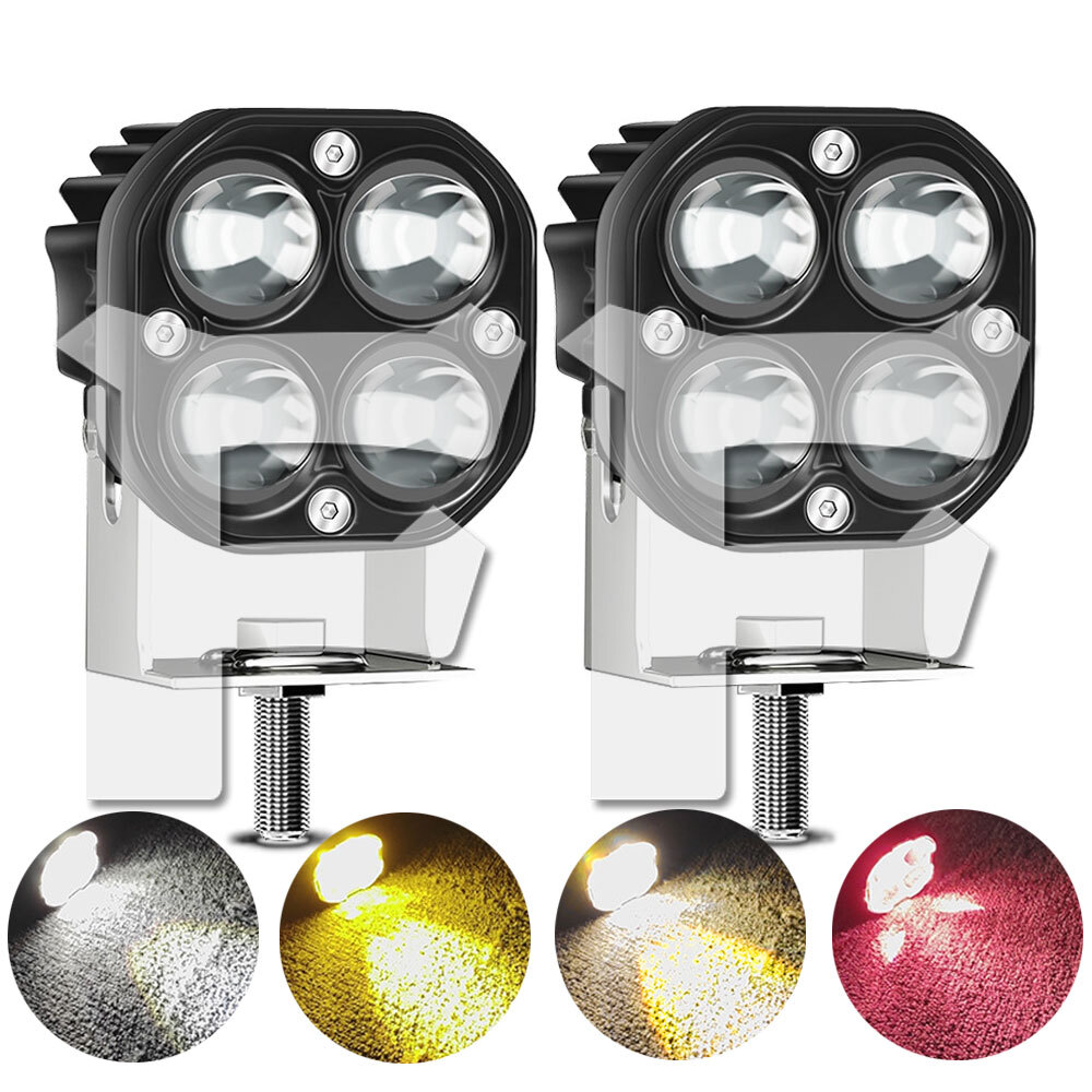送料無料● 作業灯 LED ワークライト 3インチ 40W ホワイト/イエロー/白黄/レッド ストロボ プロジェクターレンズ ジープ オートバイ 汎用拍卖