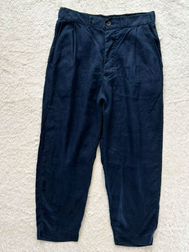 CASEY CASEY sizeS フランス製リネンスラックス メンズ インディゴ 製品染め テーパード パンツ ネイビー ケイシーケイシー拍卖