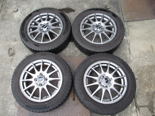社外15インチアルミホイル4本 15×5.5J PCD100 OFF43 175/65R15 ダンロップ WINTER MAXX 20年製 スイフト等拍卖
