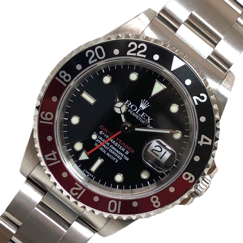 ロレックス ROLEX GMTマスター2 チャックイェーガー50周年モデル A番 16710 黒文字盤 ステンレス 腕時計 メンズ 中古拍卖