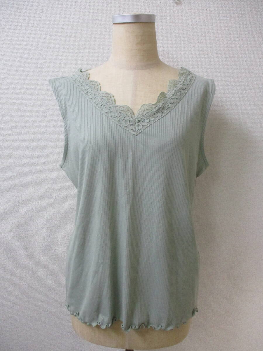 GU ジーユー レースタンクトップ グリーン XXL 332165 (株)ジーユー拍卖