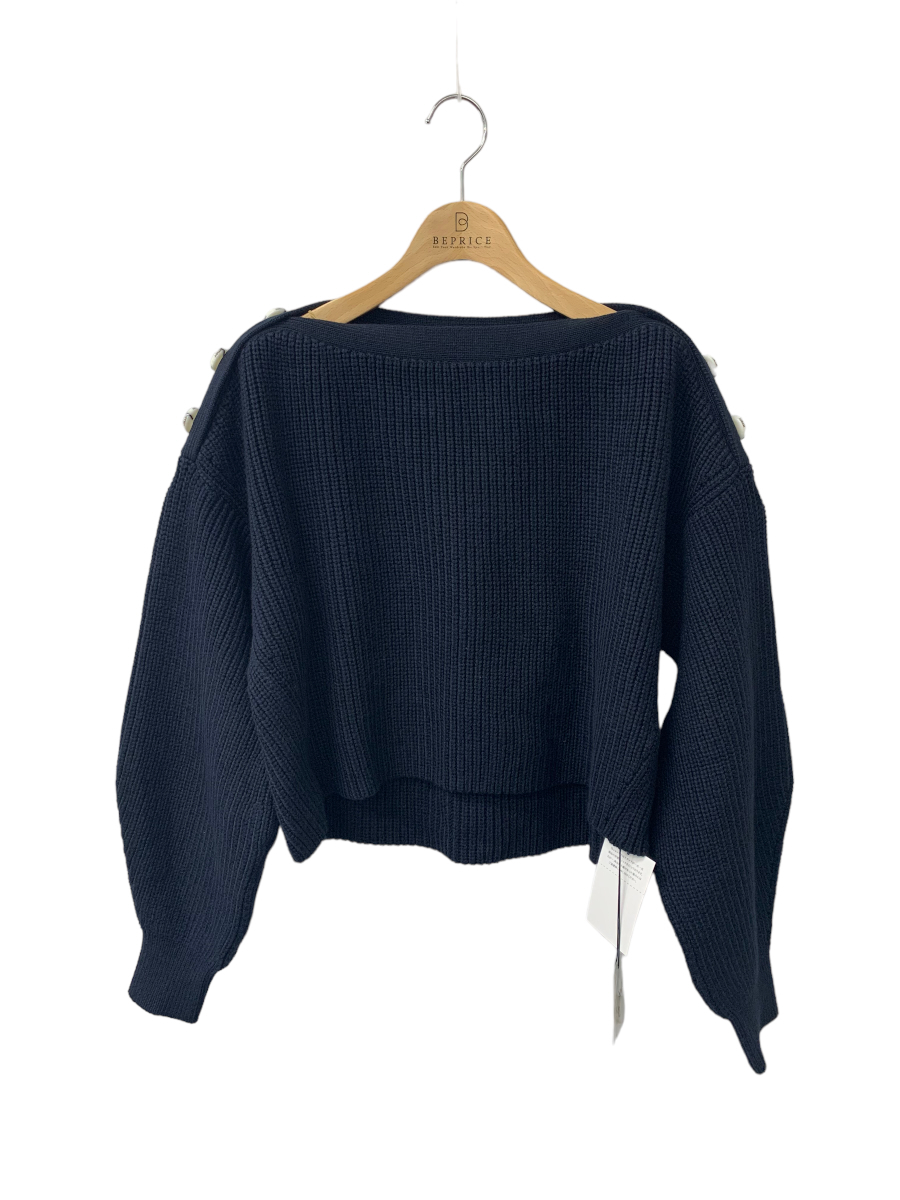 ADEAM(FOXEY) アディアム ニットセーター XS ネイビー 肩ボタン ボートネック IT7IIW6AXT5L拍卖