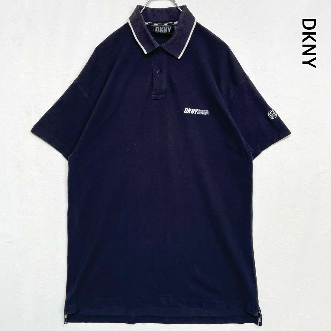 DKNY ダナキャランニューヨーク ヴィンテージ Y2K ポロシャツ ロゴ刺繍 リブライン拍卖