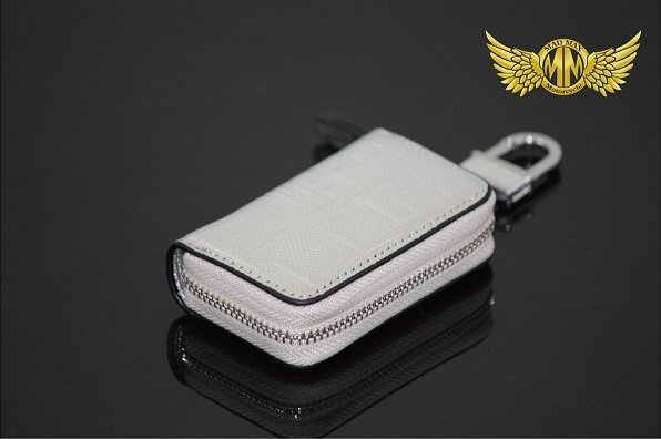 カー用品 スマートキーケース メタリックレザー カルビナ付き シルバー/父の日 母の日 プレゼント 【メール便送料210円】拍卖