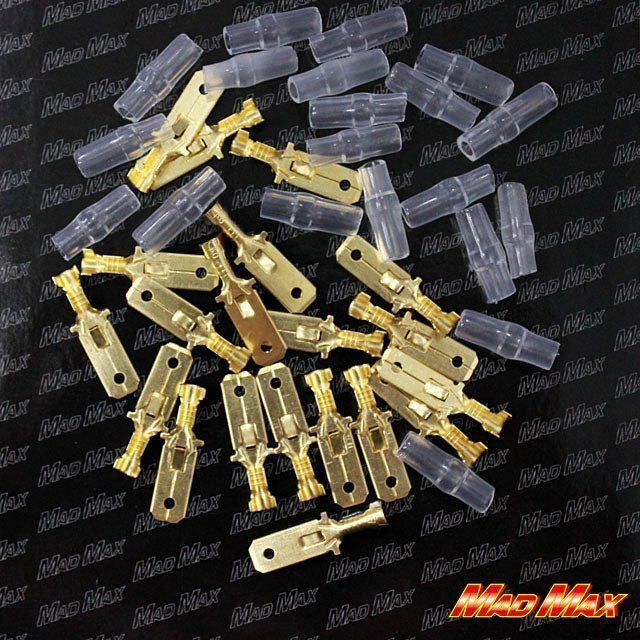 MADMAX 汎用 圧着ギボシ端子 平型 絶縁スリーブセット オス 20個セット 0.5-2.0sq/分岐 電気工具 配線 【メール便送料190円】拍卖