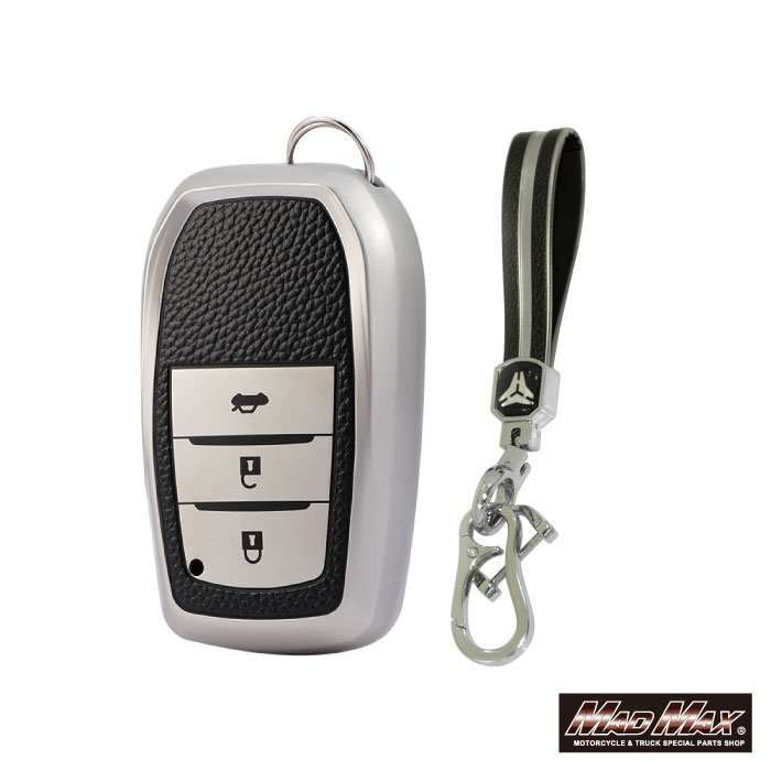 トヨタ専用 レザー調 TYPE A 3ボタン式 TPUソフト スマートキーケース シルバー/ランドクルーザー200系 クロス【メール便送料210円】拍卖