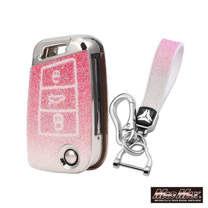 フォルクスワーゲン エクスタシーダイヤモンド TYPE B 3ボタン式 TPUソフト キーケース ピンク/父の日 母の日【メール便送料210円】拍卖