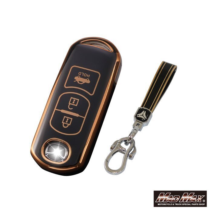 マツダ専用 ゴールドライン TYPE A 3ボタン式 TPUソフト スマートキーケース ブラック/プレマシー ビアンテ MPV【メール便送料210円】拍卖