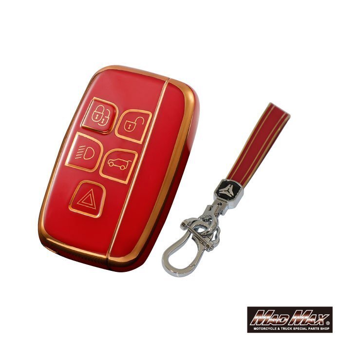 ランドローバー用 ゴールドライン TYPE A 5ボタン TPUソフト スマートキーケース レッド/父の日 母の日 プレゼント【メール便送料210円】拍卖