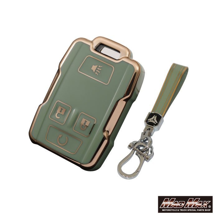 カー用品 GMC専用 ゴールドライン TYPE B 4ボタン式 TPUソフト スマートキーケース グリーン/シボレー キーリング【メール便送料210円】拍卖