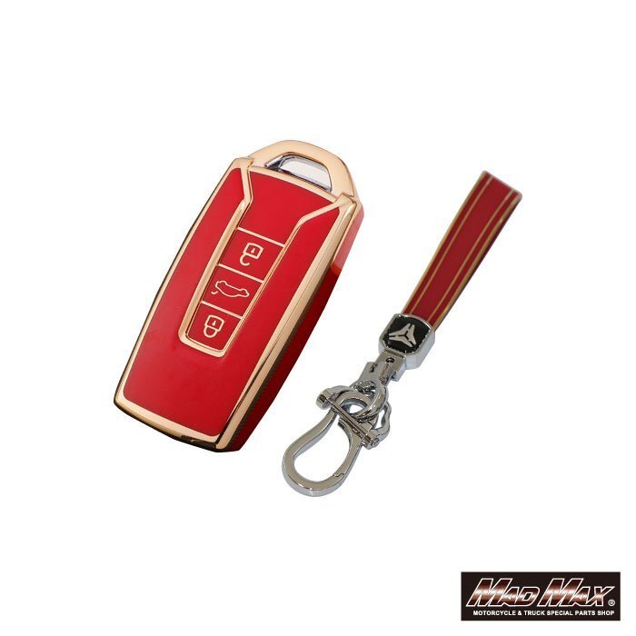 フォルクスワーゲン ゴールドライン TYPE H 3ボタン式 TPUソフト スマートキーケース レッド/キーレス 車の鍵【メール便送料210円】拍卖