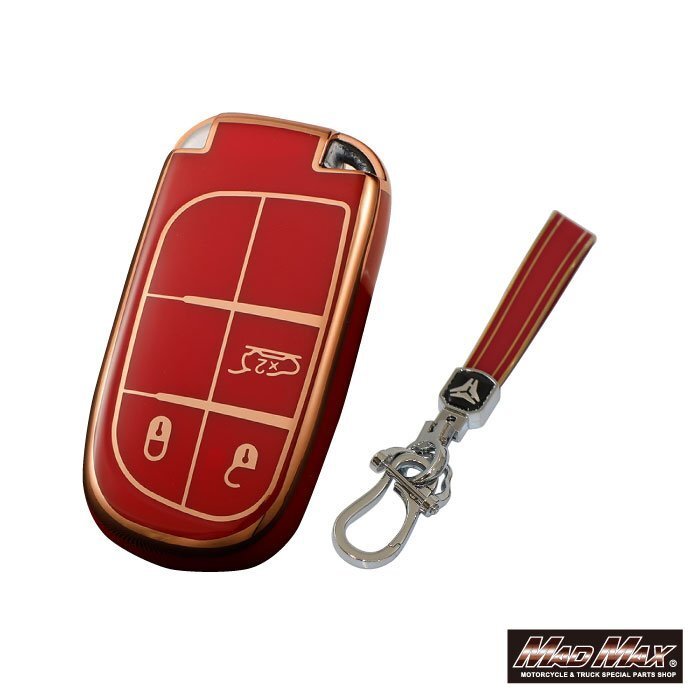 ジープ専用 ゴールドライン TYPE B 3ボタン式 TPUソフト スマートキーケース レッド/父の日 母の日 プレゼント【メール便送料210円】拍卖