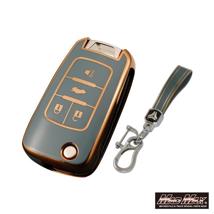 シボレー専用 ゴールドライン TYPE A 4ボタン式 TPUソフト スマートキーケース ブルー/ss ソニック スパーク【メール便送料210円】拍卖