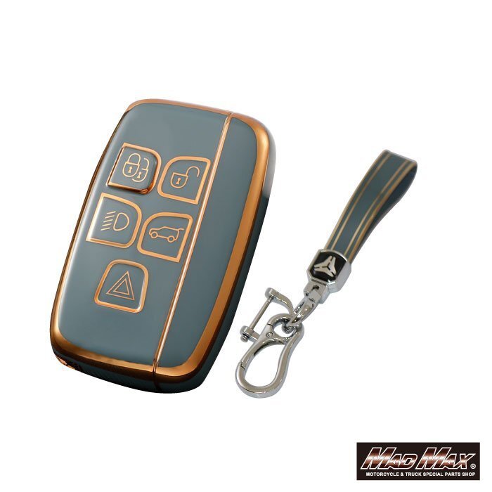 ランドローバー用 ゴールドライン TYPE A 5ボタン TPUソフト スマートキーケース ブルー/父の日 母の日 プレゼント【メール便送料210円】拍卖