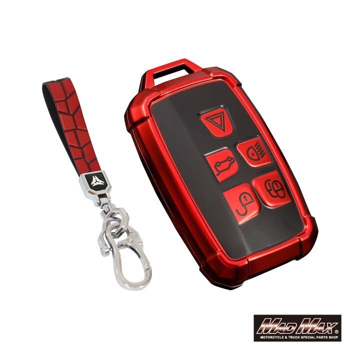 ランドローバー専用 ロボケース TYPE A 5ボタン式 TPUソフト スマートキーケース レッド/キーレス LANDROVER【メール便送料210円】拍卖