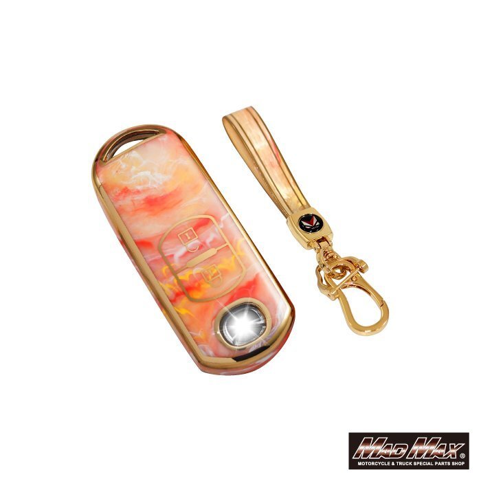 カー用品 MAZDA マツダ 大理石調 TYPE A 2ボタン式 TPUスマートキーケース オレンジ/アテンザ プレマシー ビアンテ【メール便送料210円】拍卖