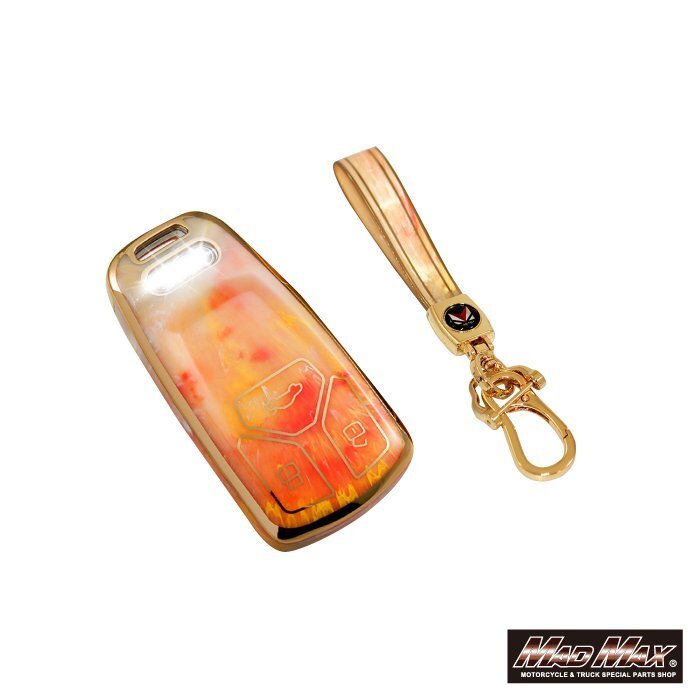 カー用品 Audi アウディ専用 大理石調 TYPE B TPUスマートキーケース オレンジ/プレゼント 父の日 母の日 誕生日【メール便送料210円】拍卖