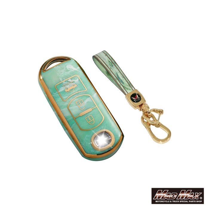 MAZDA マツダ 大理石調 TYPE A 3ボタン式 TPUスマートキーケース グリーン/プレゼント 父の日 母の日 誕生日【メール便送料210円】拍卖