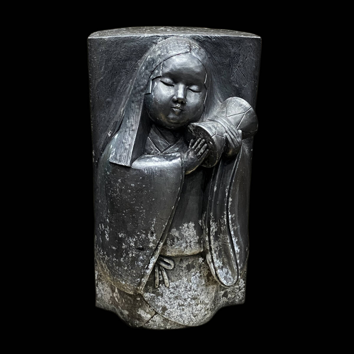 ■ 圓鍔元規 (圓鍔銘) ■「鼓を持った女性像」大型金属像 240820012拍卖