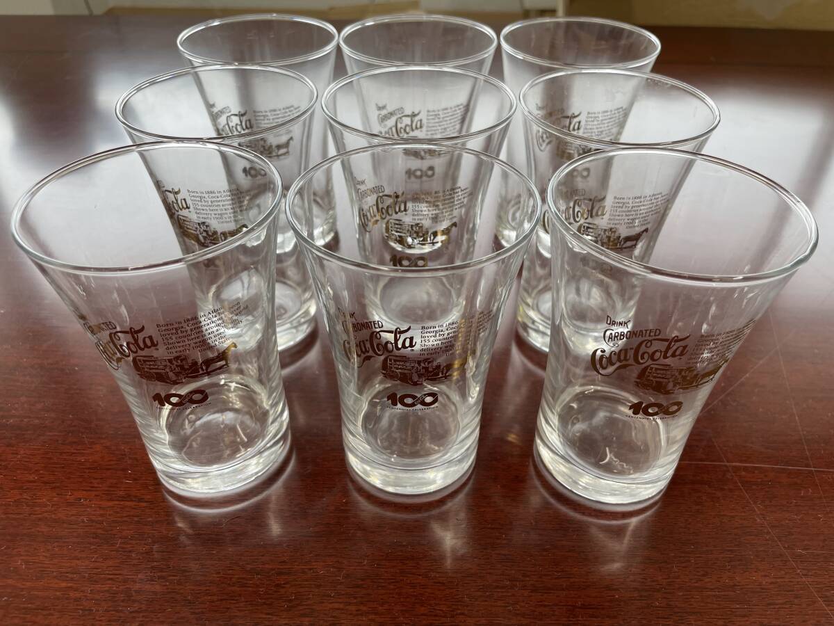☆送料無料☆ノベルティ コカコーラ 100周年 グラス 9ヶセット拍卖