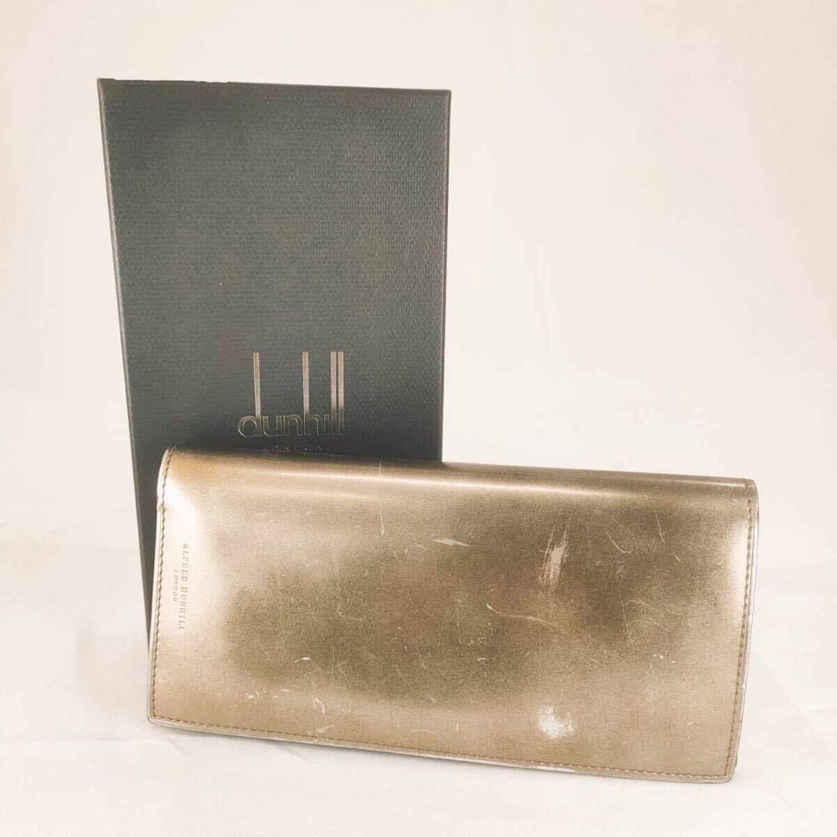 【レトロ】 Alfred Dunhill アルフレッドダンヒル レザー 折り財布 札入れ 財布 カード 定期 2つ折り 箱付き ヴィンテージ レア W-4拍卖