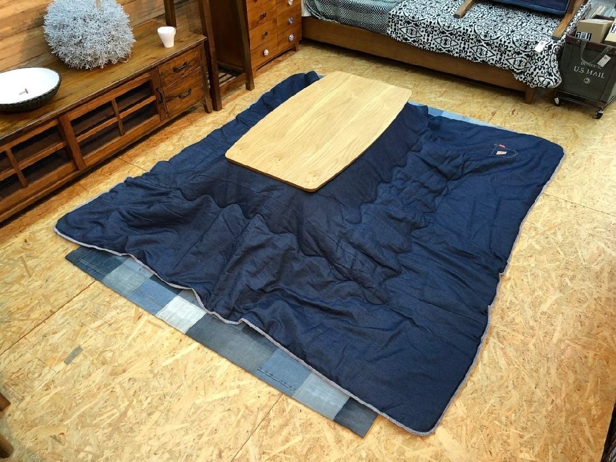 【デニムのコタツ布団】 デニム調 薄掛け コタツ布団 正方形 190x190cm 掛け布団 アメカジ 省エネ 節電 おしゃれ あったかグッズ拍卖