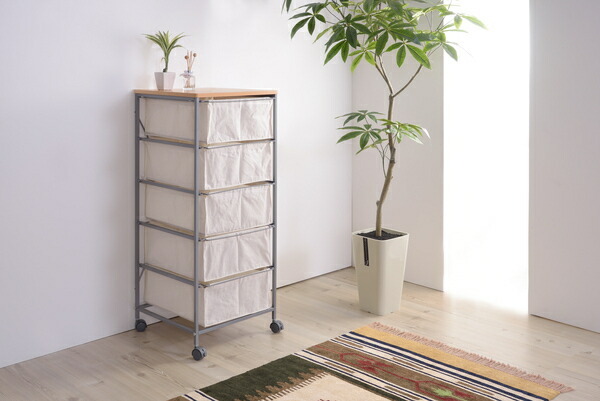 【キャンバスチェスト5段】 チェスト 収納 家具 インテリア デザイン 収納スペース ハンドル リビングルーム 寝室 書斎拍卖