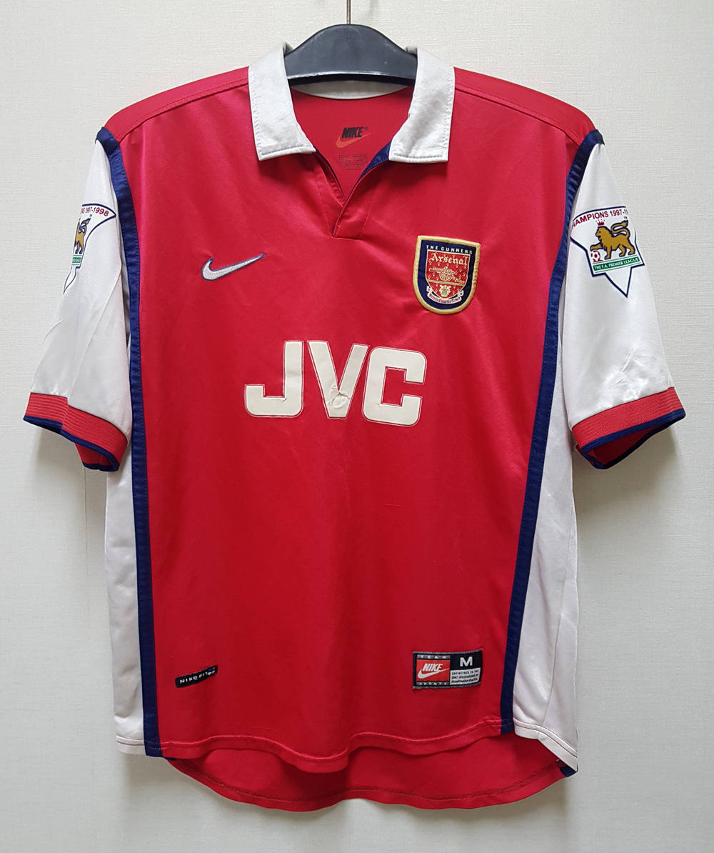 98-99アーセナル Arsenal AFC(H)#10 ベルカンプ BERGKAMP 半袖 プレミアリーグ仕様 M拍卖