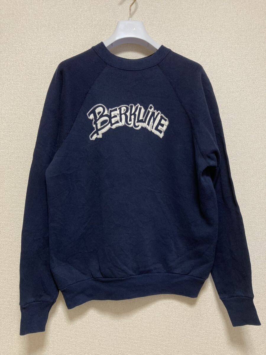 90s USAヴィンテージ TULTEX スウェット トレーナー USA製 ロゴプリント ラグランスウェット 'BERKLiNE' MEDIUM Vintage ネイビー 紺拍卖