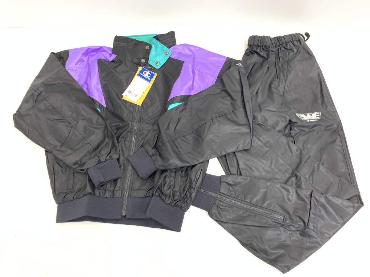 ○165【未使用】チャンピオン champion Mサイズ ジャージ 昭和レトロ デットストック 黒 ウィンドブレーカー 上下セット ゴールドウィン拍卖