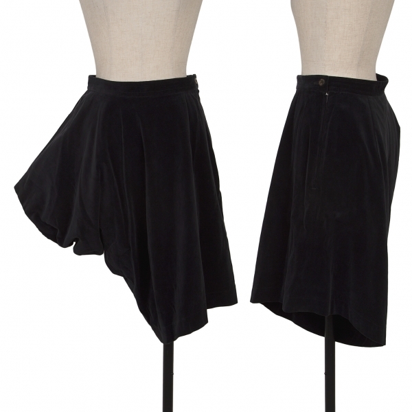 コムデギャルソン ノアールCOMME des GARCONS NOIR ベロア斜行変形スカート 紺M拍卖