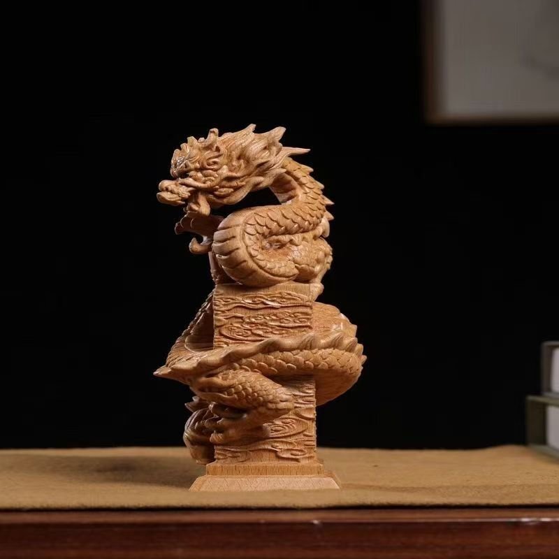 木彫り龍 昇り龍 置物 風水 龍の置物 木彫り 干支辰グッズ 金運上がる置物拍卖