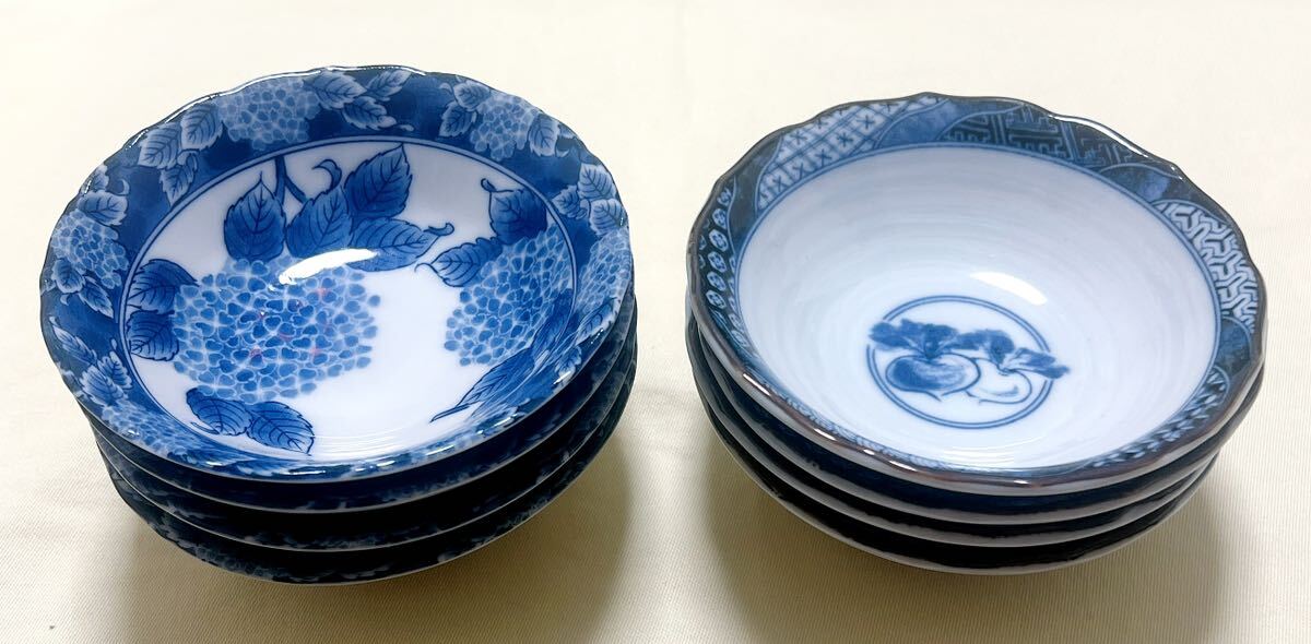 和食器 陶磁器 紫陽花柄小皿4枚&かぶ柄小皿4枚 計8枚拍卖
