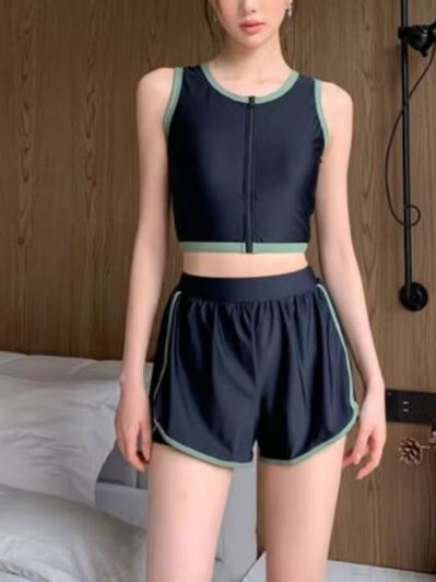 【XL 56-62kg】※カラー02※韓国-女性用の分割ビキニ,ひもパンティー付きの黒のツーピース水着,学生,ハイウエスト,休暇,ビーチウェア拍卖