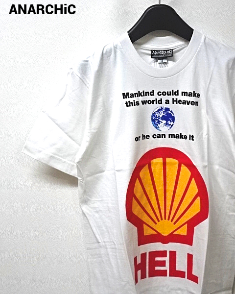 S レア 90's【ANARCHIC ADJUSTMENT HELL Tee USA アナーキック アジャストメント HELL Tシャツ ホワイト アナーキックアジャストメント】拍卖