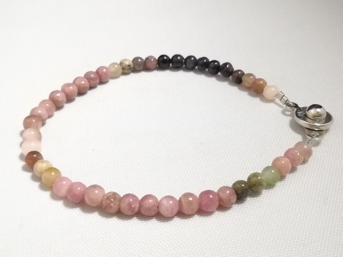 天然マルチカラートルマリン丸玉シンプルブレスレット 11332拍卖