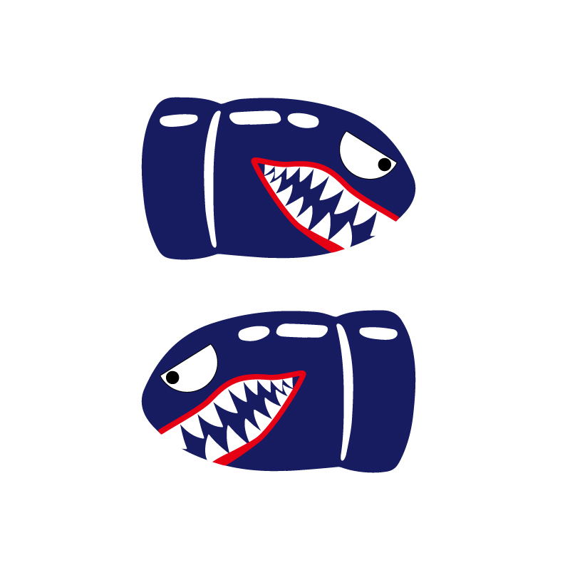 ワンポイント ミサイルシャーク ステッカー 左右セット (8cm) 青 ヘルメット かわいい 防水 おもしろ 爆弾 ボム シャークマウス missile拍卖