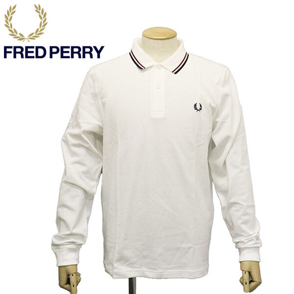 FRED PERRY (フレッドペリー) M3636 LONG SLEEVE TWIN TIPPED SHIRT 長袖 ティップライン ポロシャツ FP538 SNOW WHITE/B M拍卖